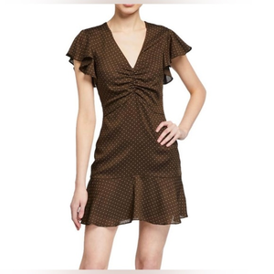 $394 Alexis‎ Dress Alexis Benz’s Brown Polk-A-Dot Mini Dress ( S )